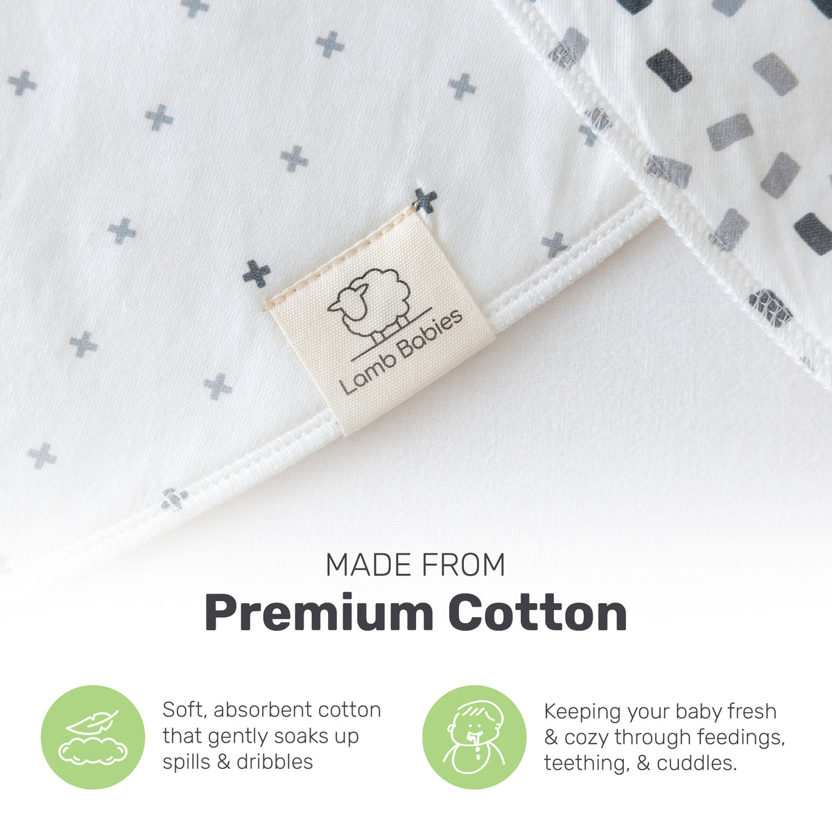 Patterned Lamb Babies Bandana Bibs in cotton