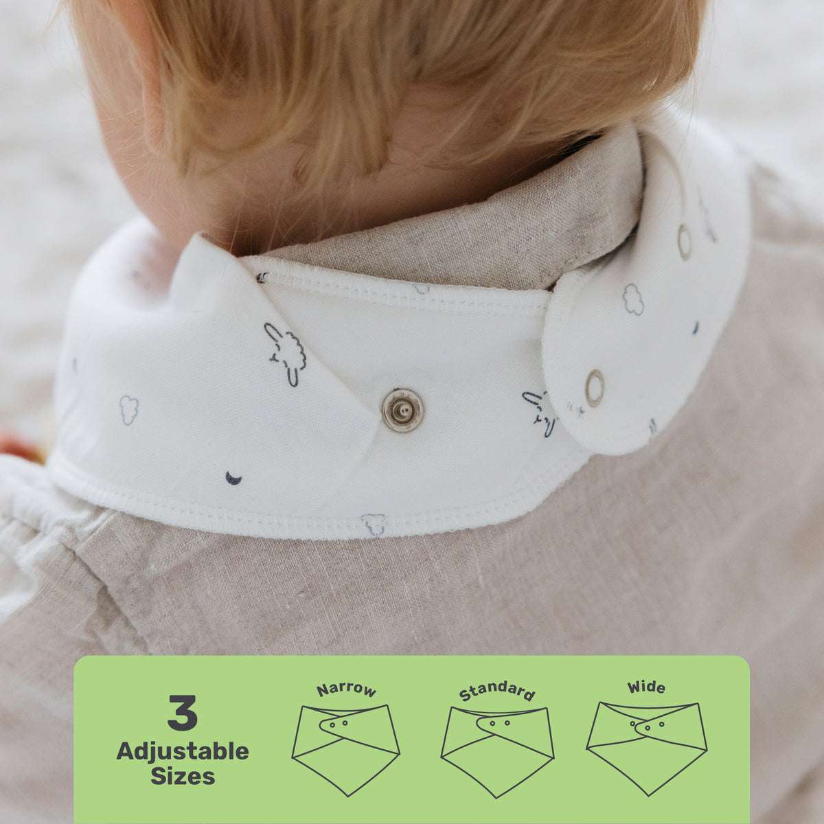 Patterned Lamb Babies Bandana Bib with 3 adjustable snap sizes