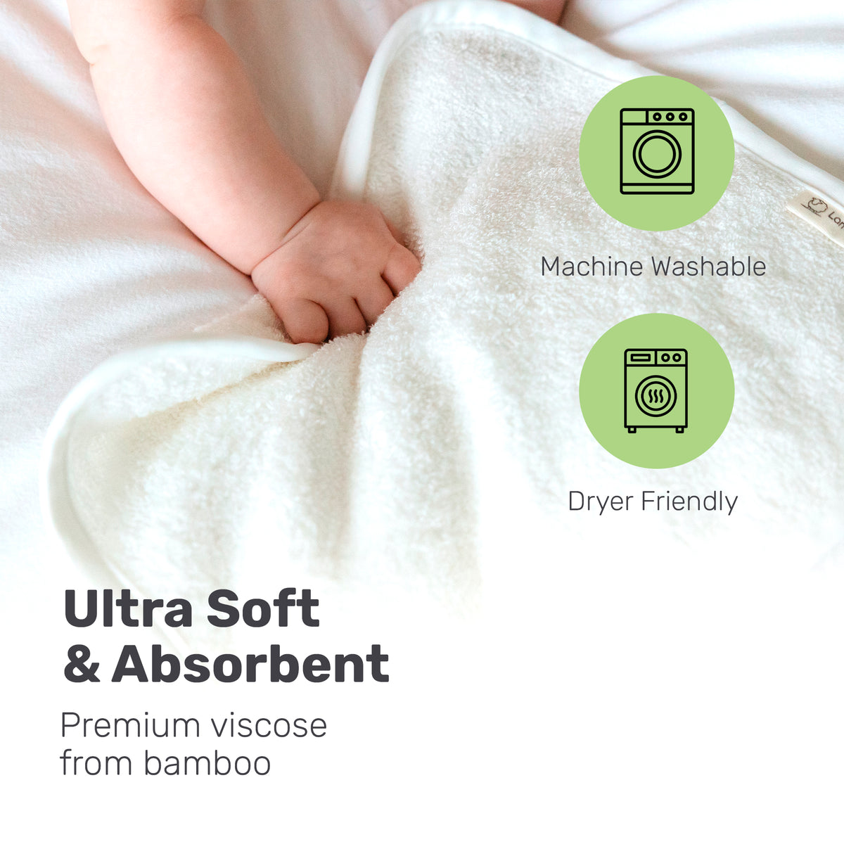 White Lamb Babies washcloth, machine washable and dryer friendly