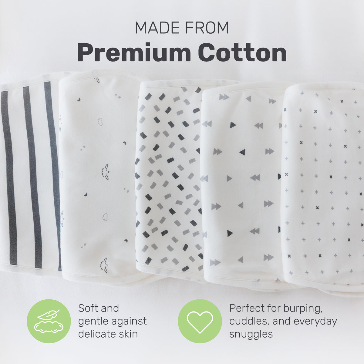 Patterned Lamb Babies Posh Burp Cloths in cotton