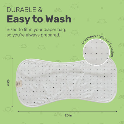 Patterned Lamb Babies Posh Burp Cloth with dimensions, machine washable