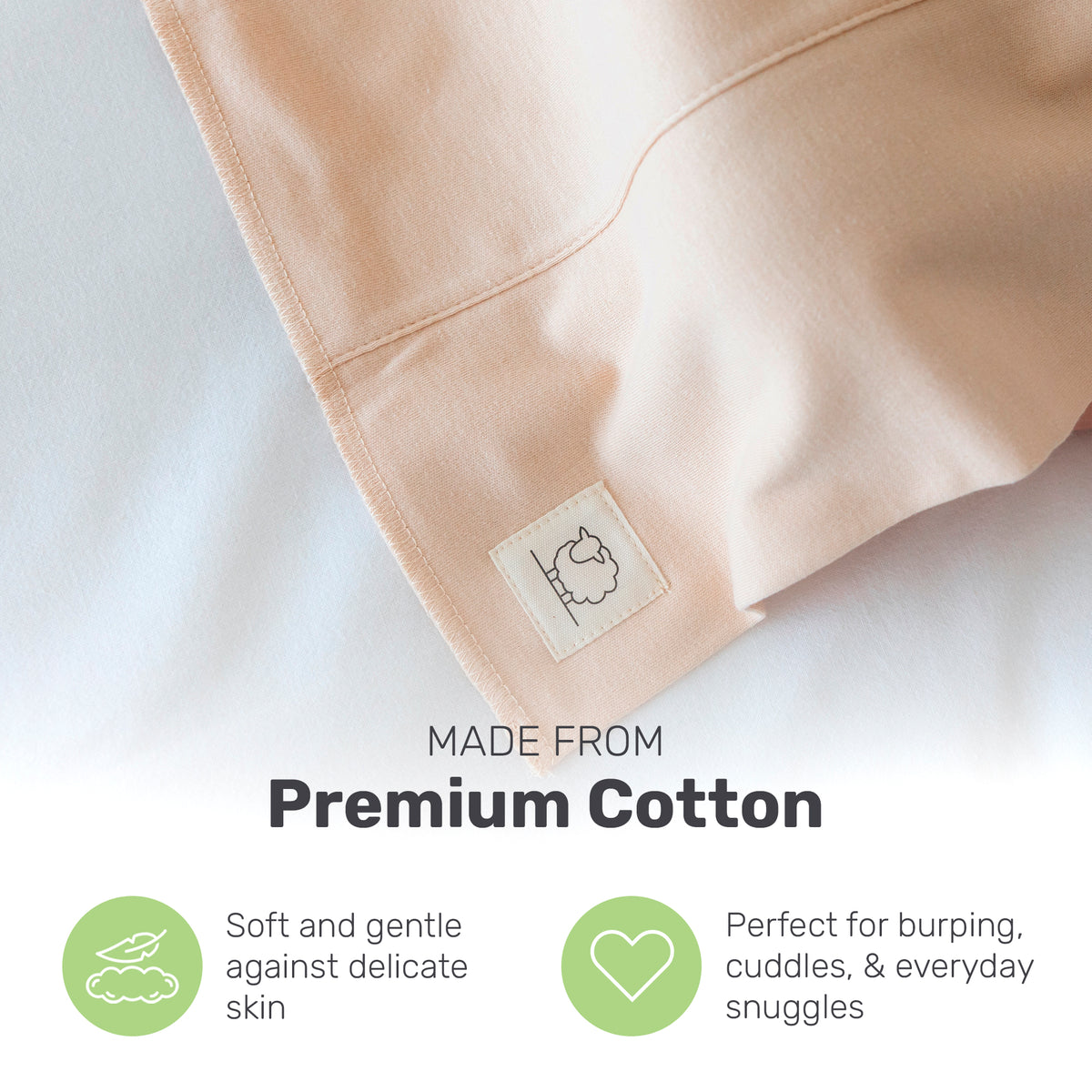 Tan Lamb Babies Snug Burp Cloth in cotton