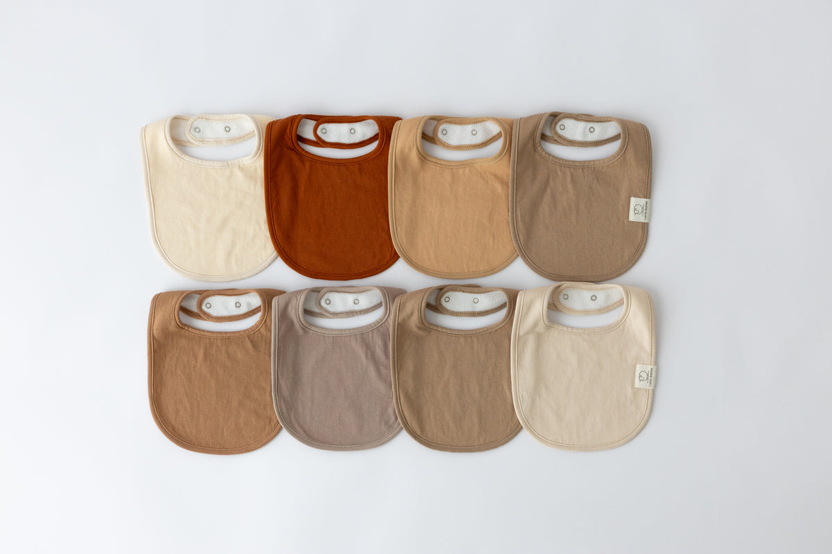 Lamb Babies Snug Drool Bibs in Brown tones, set of 8