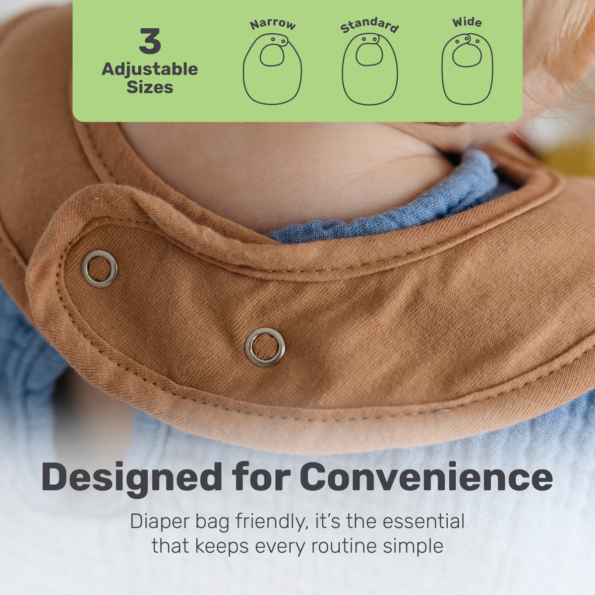 Lamb Babies Snug Drool Bib with 3 adjustable snap sizes