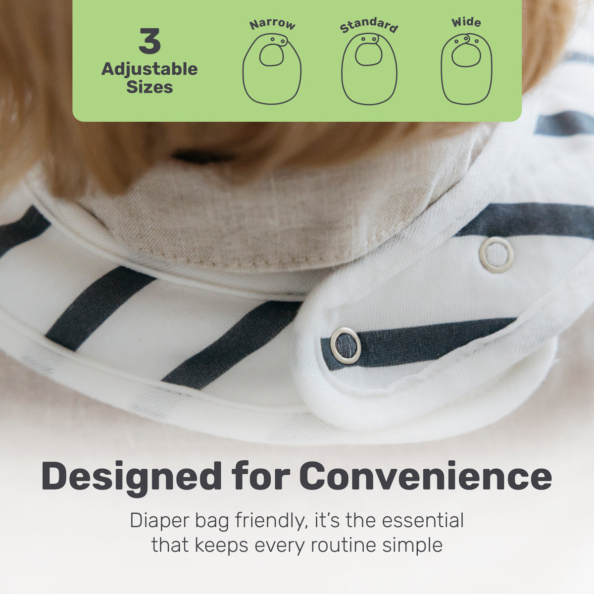 Patterned Lamb Babies Snug Drool Bib with 3 adjustable snap sizes