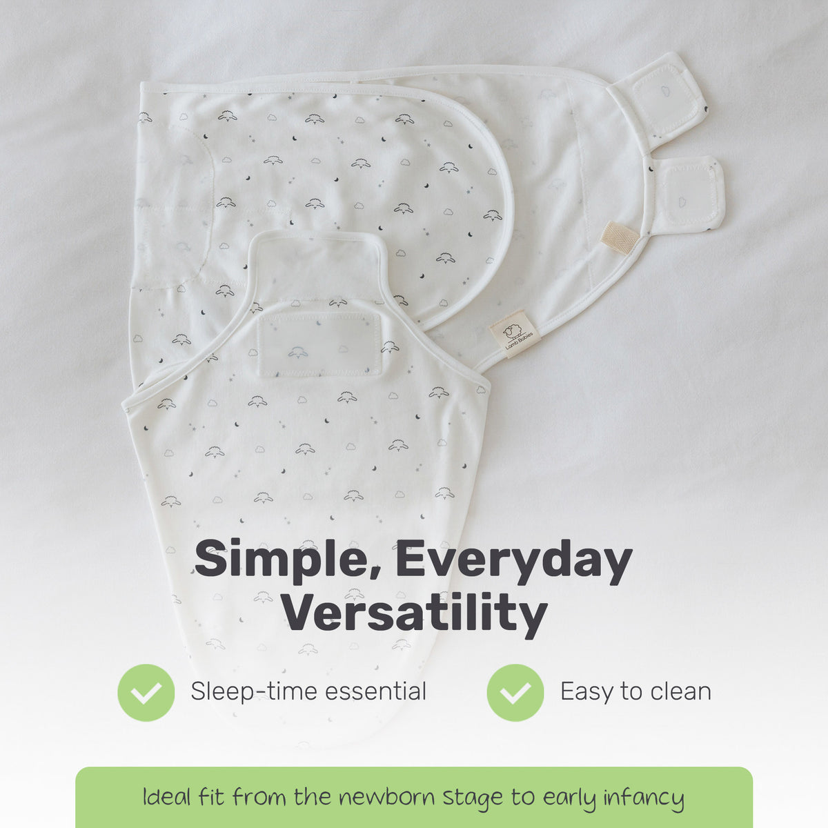Lamb Babies Snug Swaddle Wrap laid flat